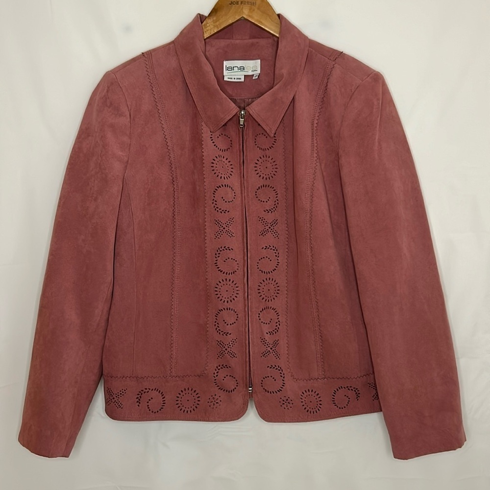 Jacket suede look women’s size 12 petite lanalee vintage grandma core cottage